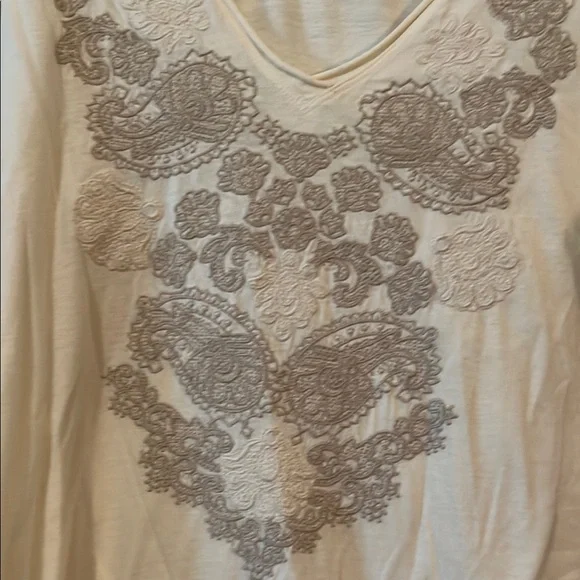Johnny Was Cream Graphic Long Sleeve Blouse - Picture 3 of 5
